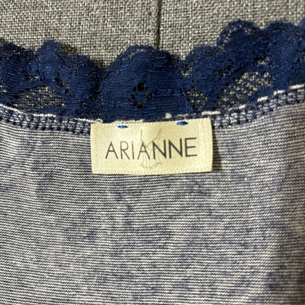 Vintage Arianne Shirt Women Medium* White Blue Lace y2k 90s - Picture 3 of 4